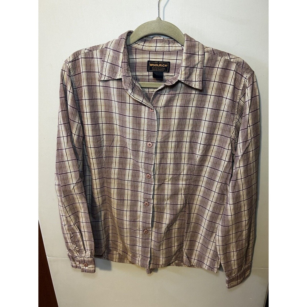 Woolrich‎ Button Up Amethyst Plaid Long Sleeve Women’s Medium Purple